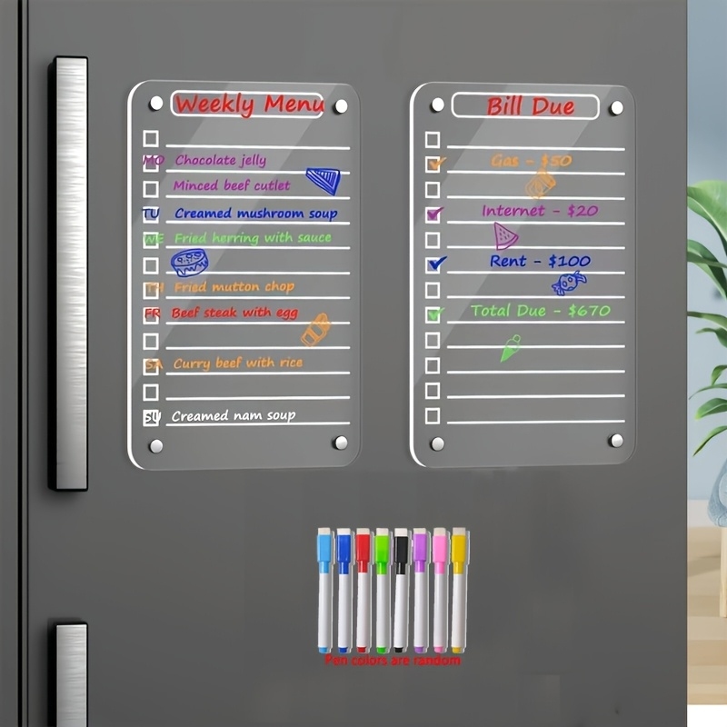Baby Food Schedule - Acrylic Magnetic Dry Erase Board for