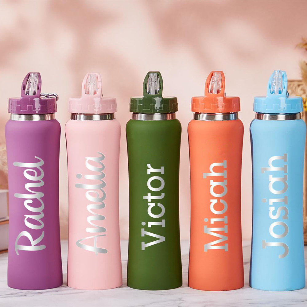 Training Cup Straw - Personalized Name Stainless Steel Water Bottle