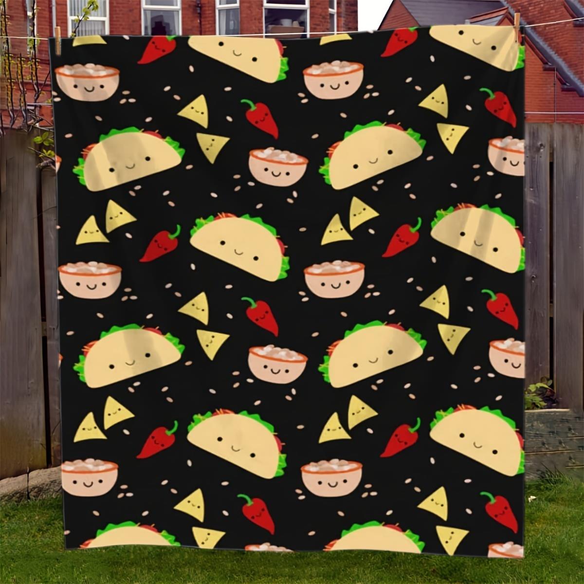 Baby Xmas Food - Adorable Taco Food Pattern Throw Blanket