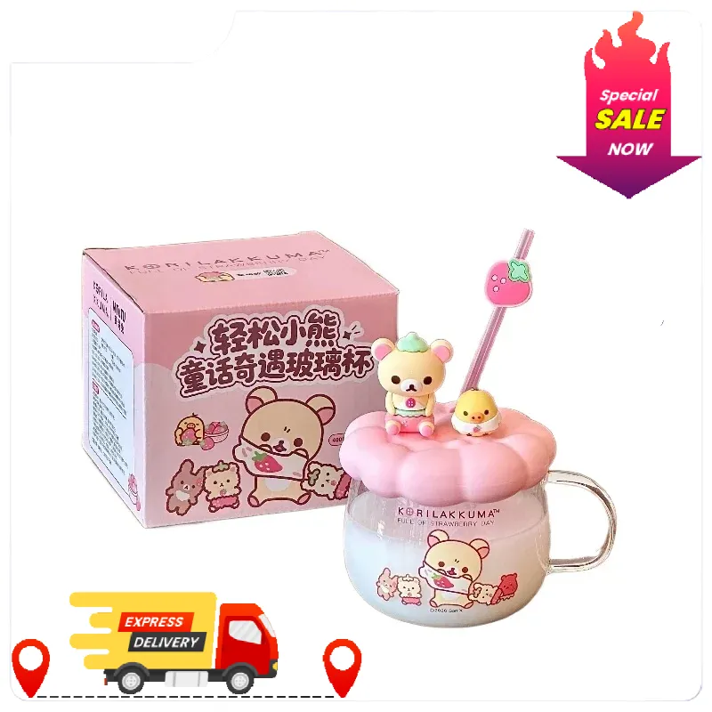 Rilakkuma Glass Water Cup With - Training Cup Straw review and price