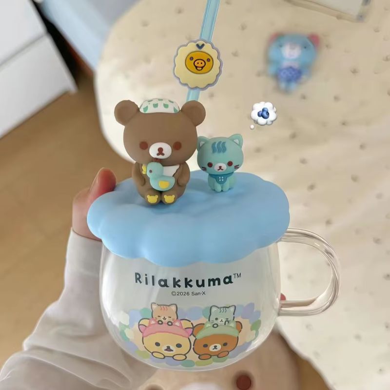 Rilakkuma Glass Water Cup With - Training Cup Straw review and price