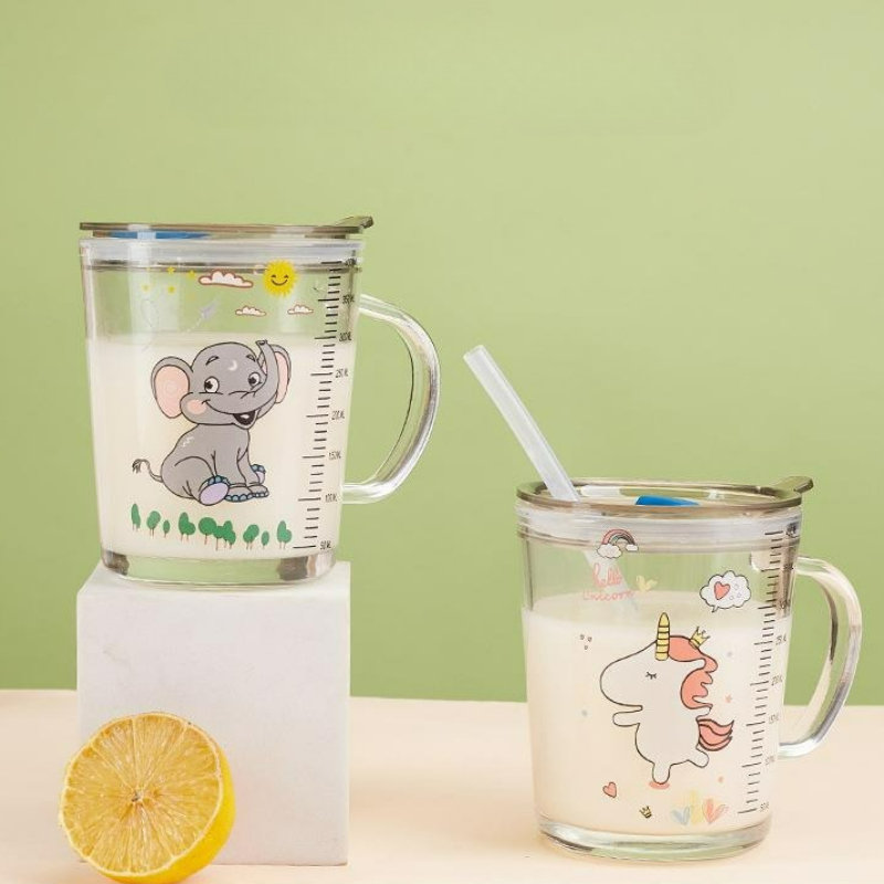 Cartoon Glass Mug with Lid Chi - Baby Food Glass review and price